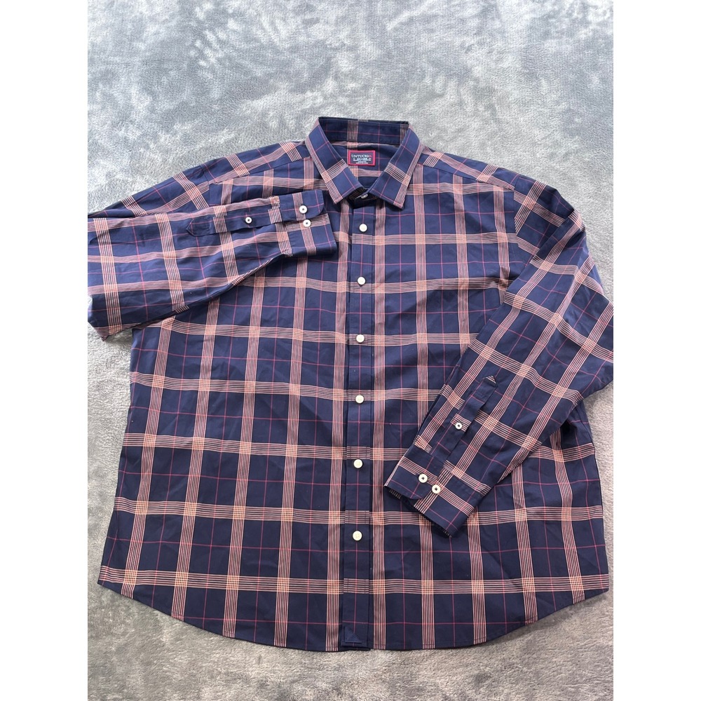 UNTUCKit Paterson-WF Navy Plaid Wrinkle Free Shirt Mens‎ XXL Relaxed Fit 41155